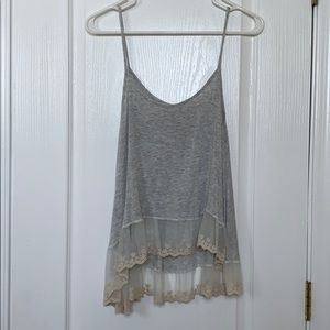 Grey Tank with Lace Detailing